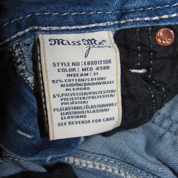 Miss Me Jeans Size 25 Signature Straight Low Rise Denim Distressed 8 Pockets - Picture 11 of 12